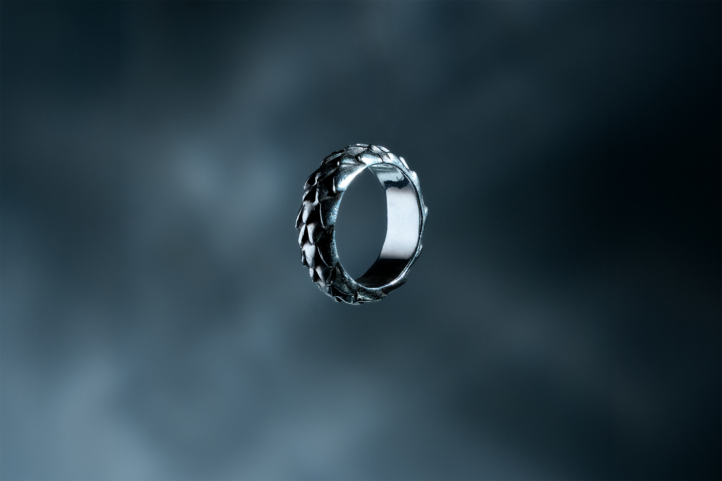 Product photography example, silver ring